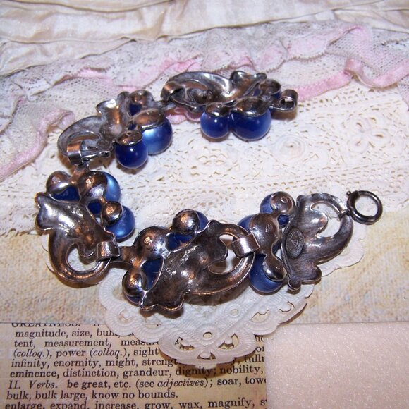 Taylord Sterling Silver Blue Moonglow Bead Link Bracelet - 7.25" Long - Picture 7 of 9